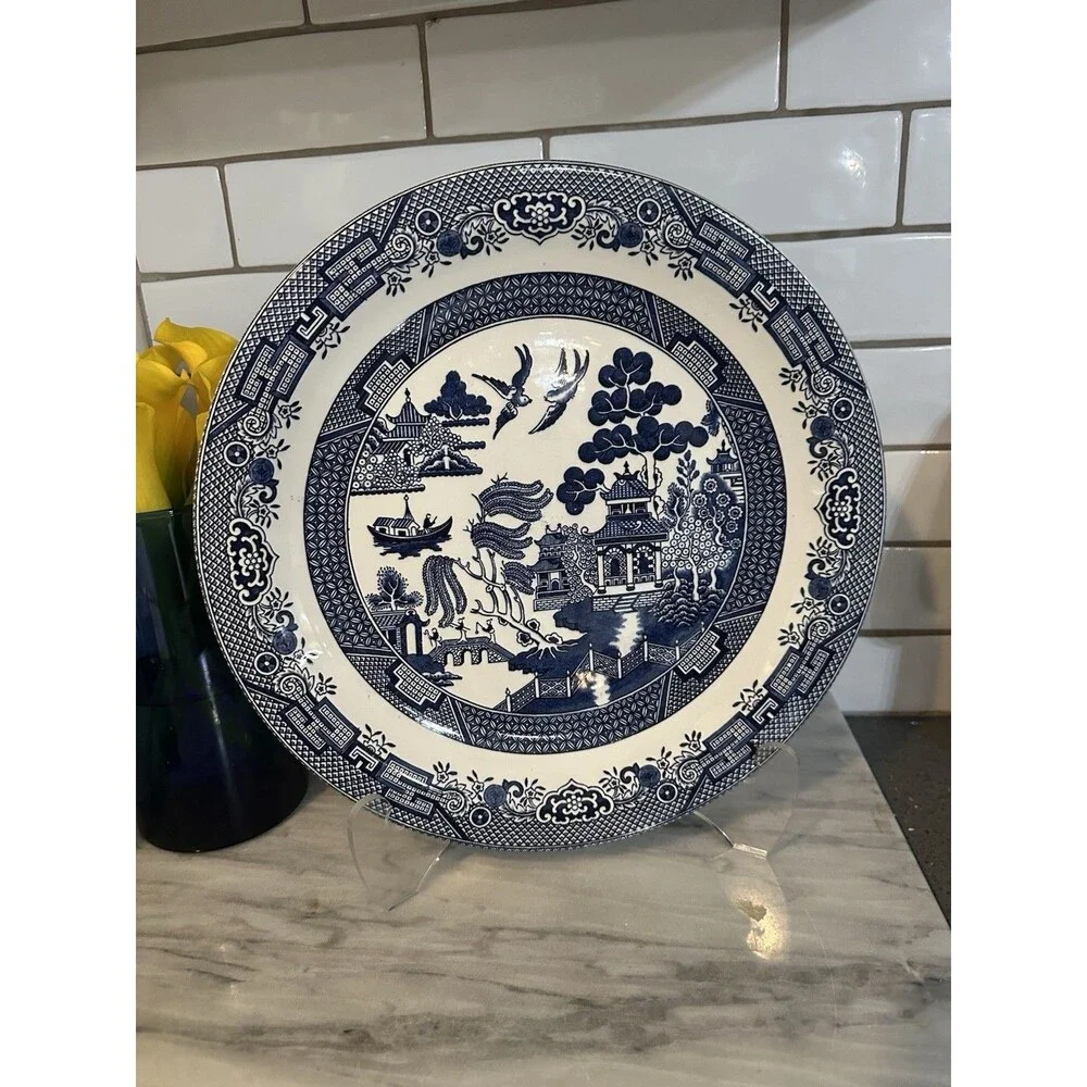 Churchill Blue Willow Round Chop Plate Serving Platter 12 Inch Made in England